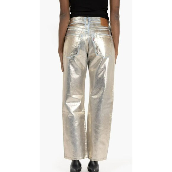 New Levis Silver Coated Ankle 501 Mid Rise Jeans 28 x 27 - Picture 2 of 9